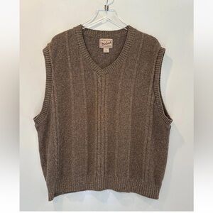 Vintage Woolrich Mens Brown Cable Knit Sweater Vest Size XL